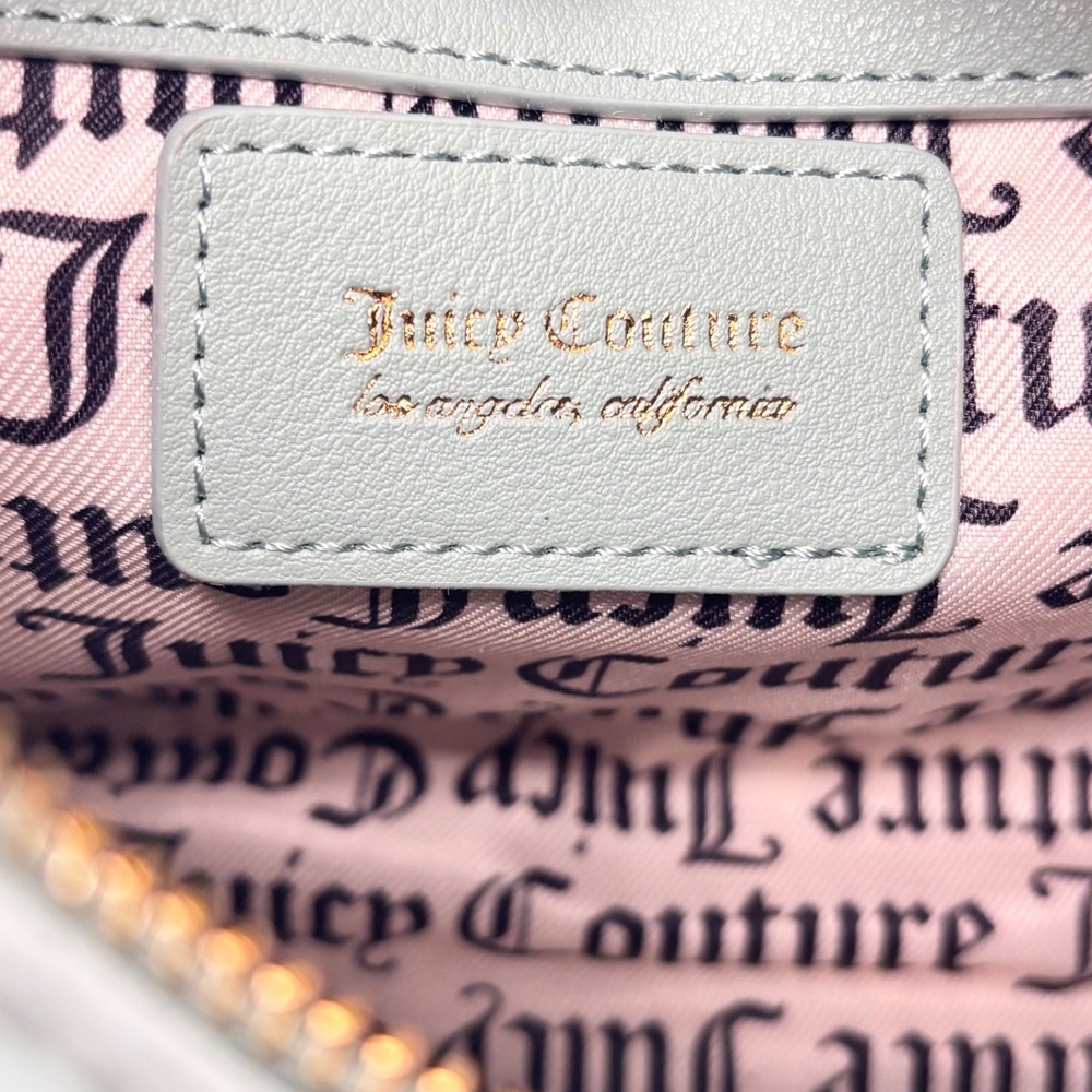 Juicy Couture Crossbody Satchel Bag Y2K Mint Green Blue Rhinestone Velour - Picture 14 of 14